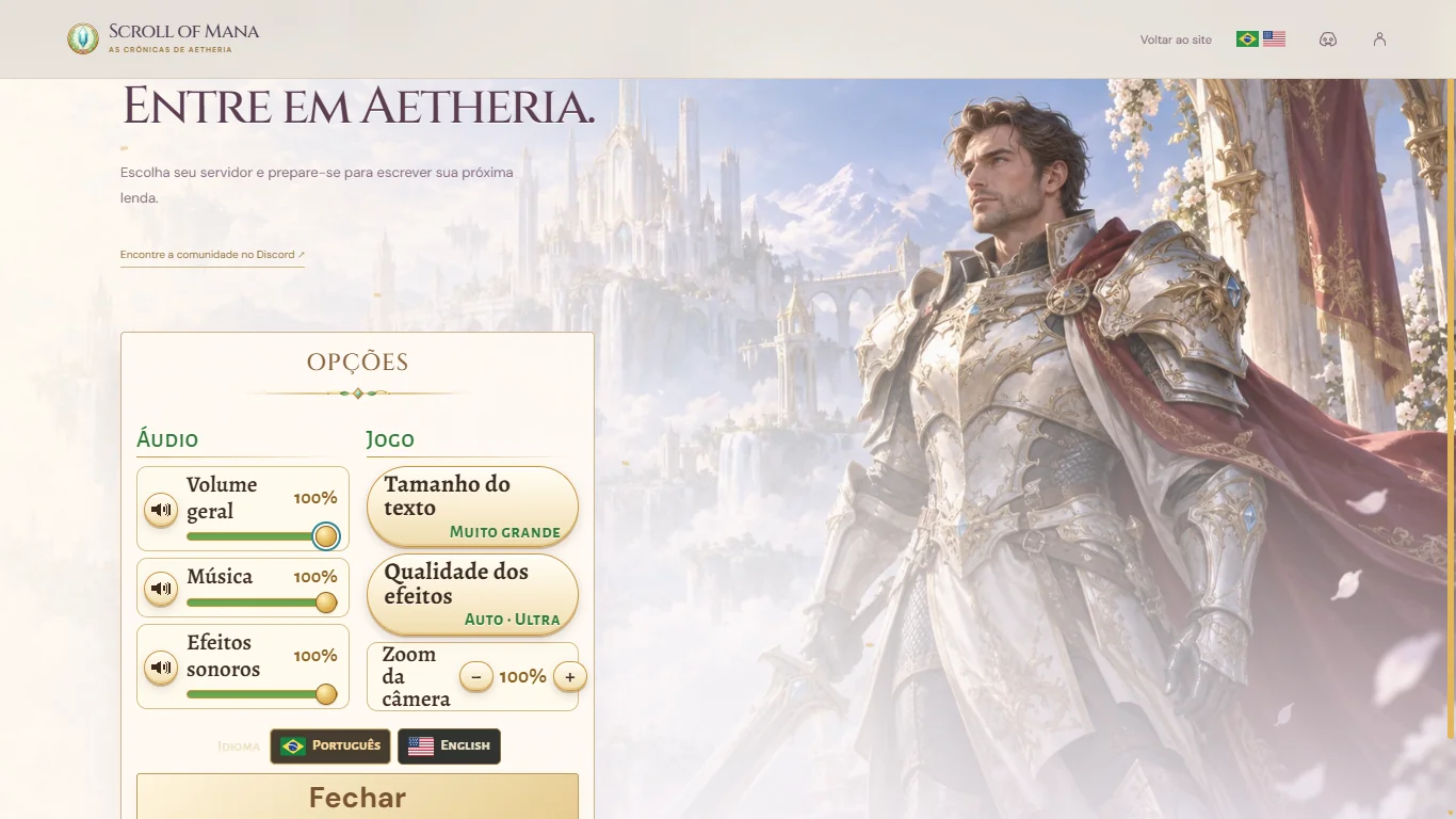 Title screen Options with Text size set to Extra large.