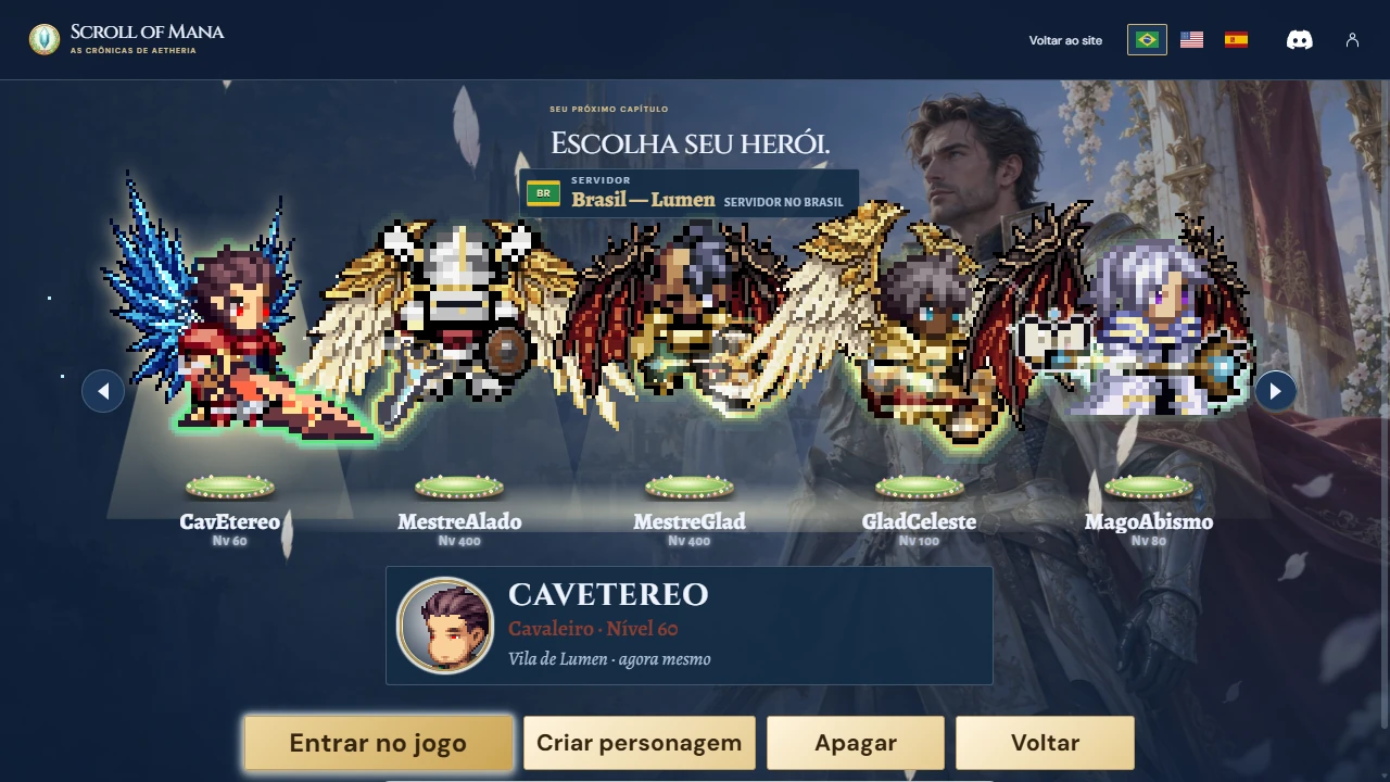 Hero selection screen with five heroes wearing the new wings