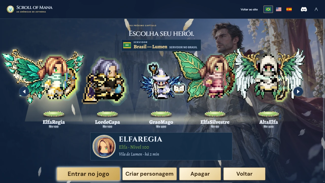 Selection screen with Elves, a Grand Master and a Dark Lord