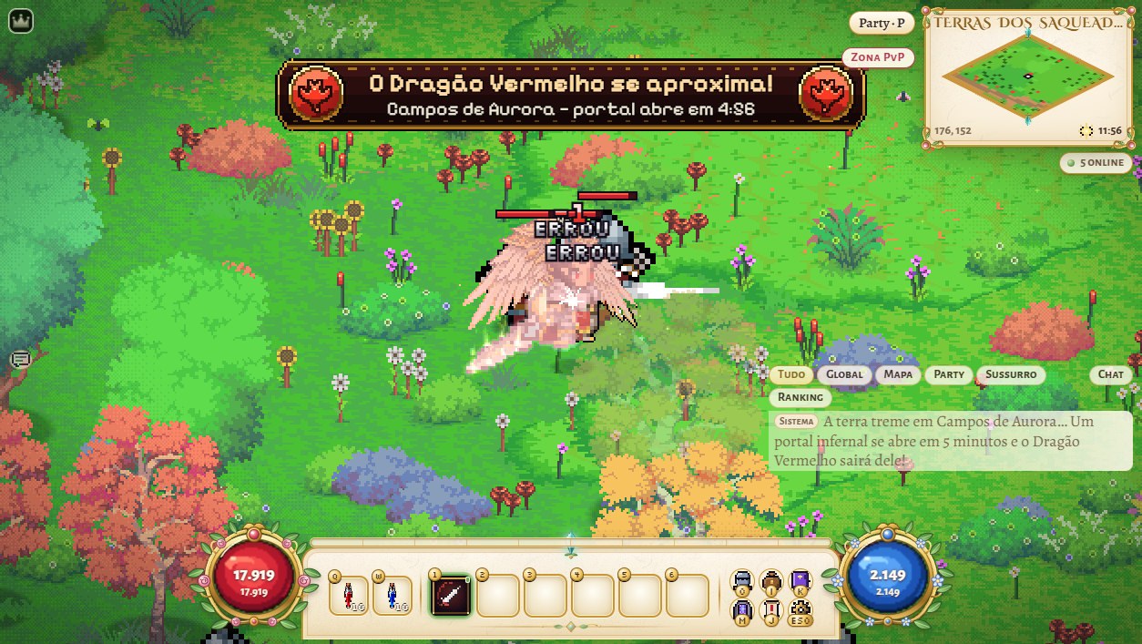 The Red Dragon approaches banner with the countdown to the portal opening and the System chat notice