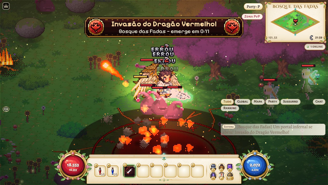 Fireball hurled by the portal toward a warning circle near the hero