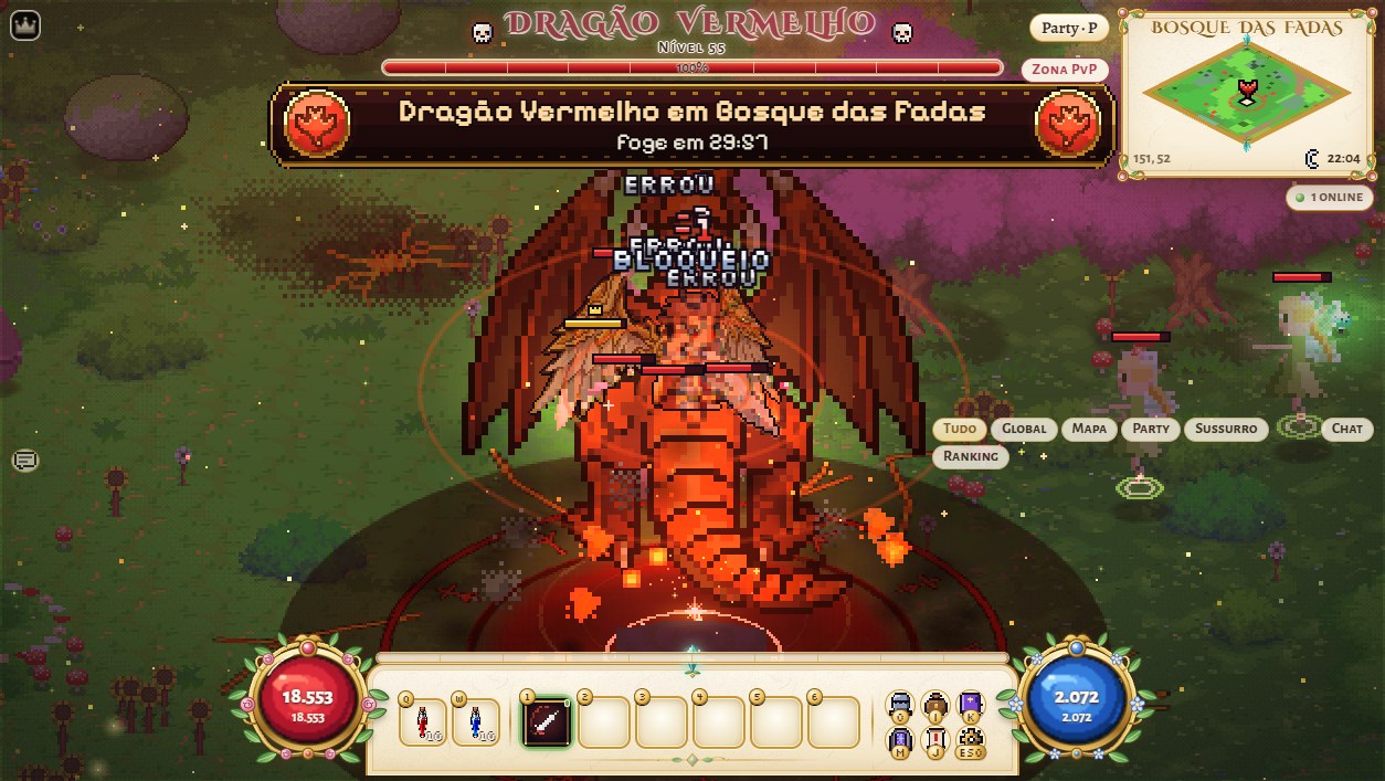 Level 55 Red Dragon out of the portal, with the boss bar and the invasion banner at the top