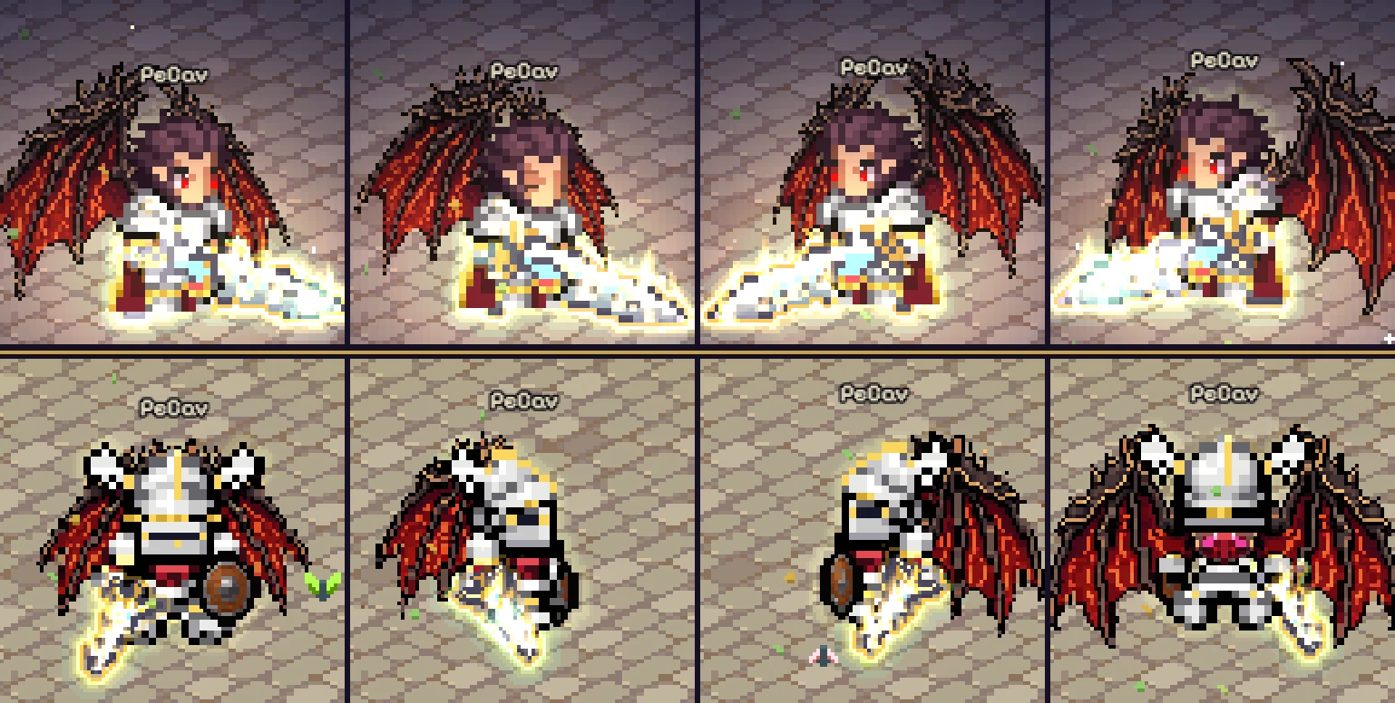 Un Caballero de frente, hacia la derecha, hacia la izquierda y de espaldas, antes y después.