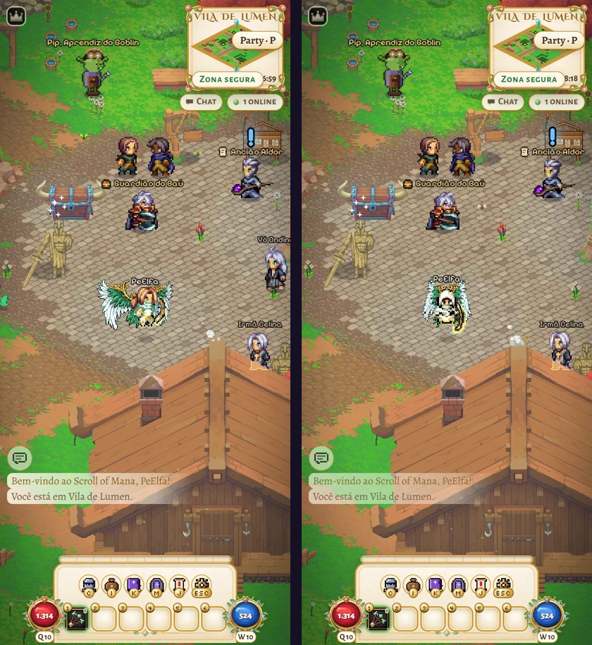 El juego en el celular con la apariencia antigua y la nueva.