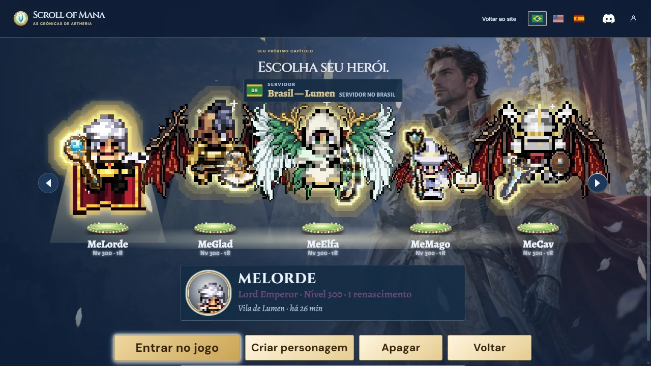Pantalla de selección con cinco Maestros brillando en dorado.