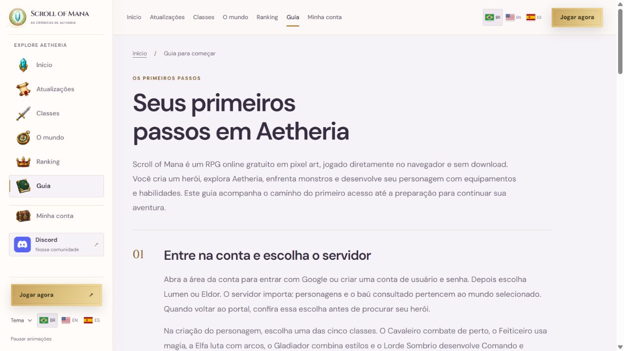 Guia de primeiros passos de Scroll of Mana