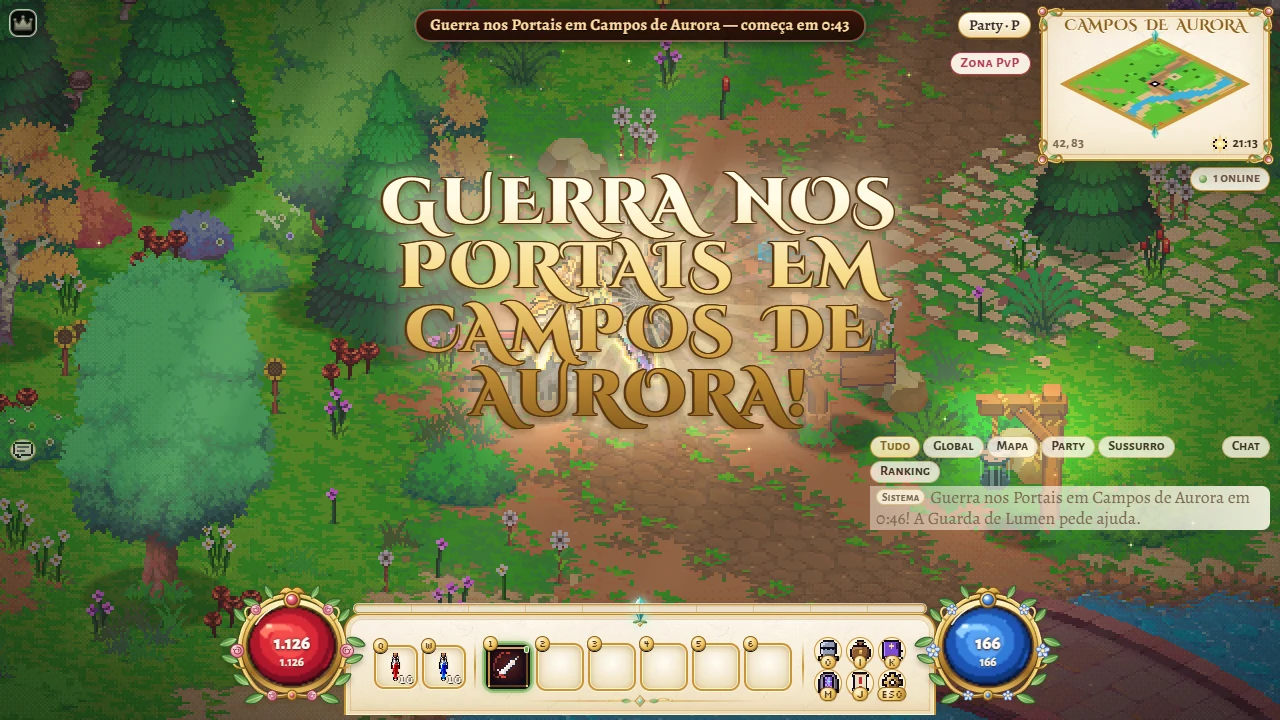 Aviso de la Guerra de los Portales en la pantalla