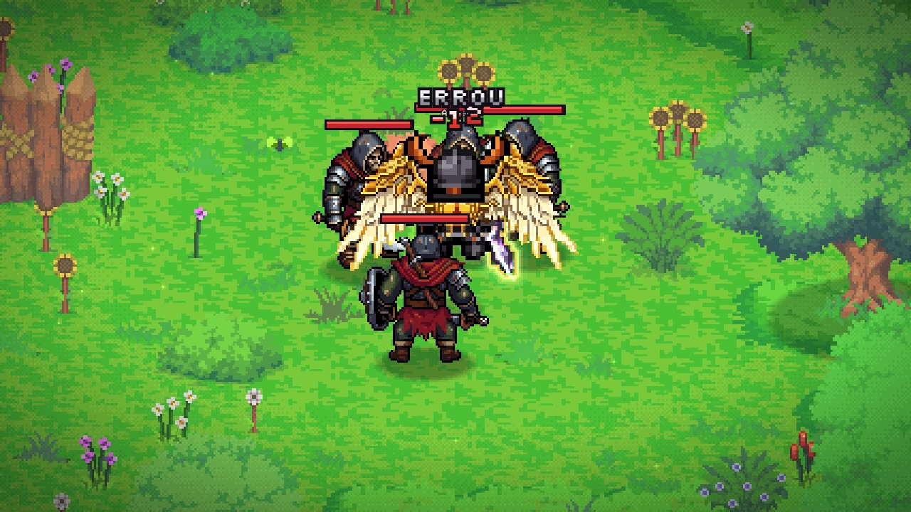 Desertores Errantes con escudo y espada alrededor del héroe